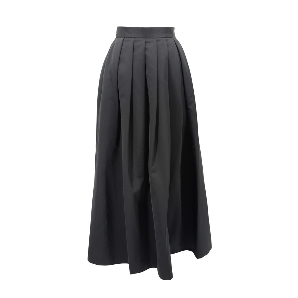 Oleg Cassini Black Tie Vintage Pleated Maxi Skirt size 8 Black Satin Full Length